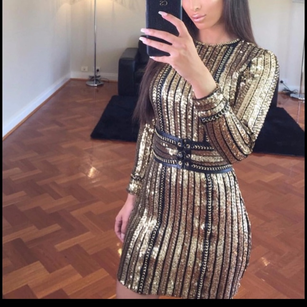 NWT celeb party sequin with belt mini dress